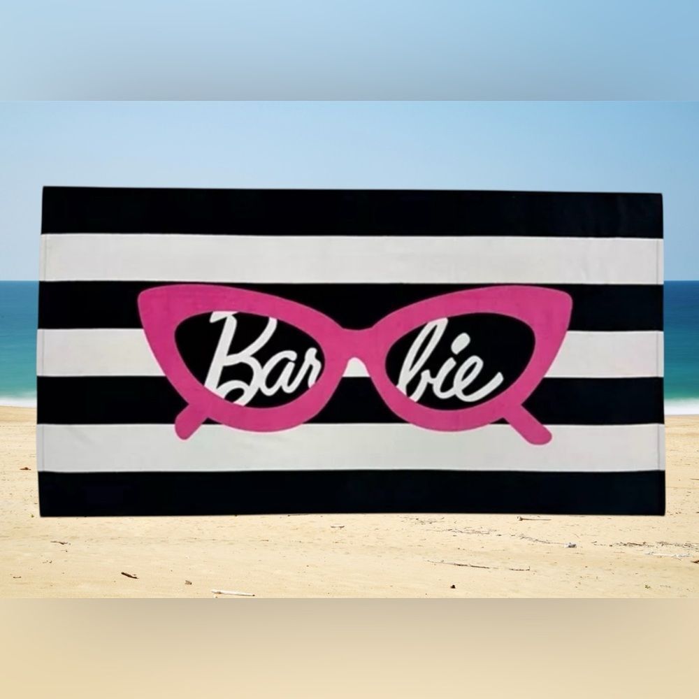 Barbie Black and White Stripe Beach Towel